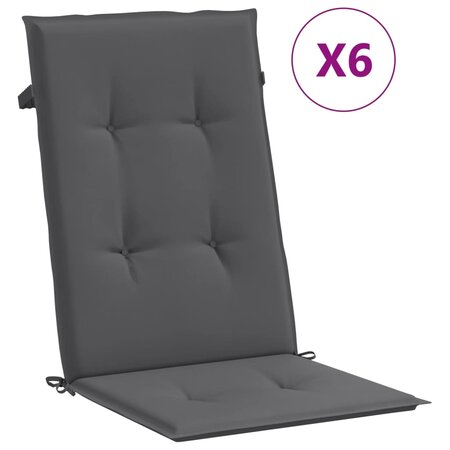 vidaXL Coussins de chaise de jardin à dossier haut lot de 6 anthracite