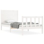 vidaXL Cadre de lit avec tête de lit blanc petit simple bois massif