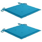 vidaXL Chaises de jardin lot de 2 et coussins bleu Bois de teck massif
