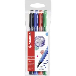 Pochette de 4 stylos feutres pointMax pointe moyenne 0 8 mm noir + bleu + rouge + vert x 5 STABILO