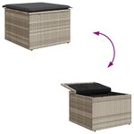 vidaXL Tabouret de jardin coussin gris clair 55x55x37cm résine tressée