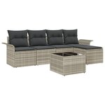 Set de Canapé de Jardin vidaXL 6 pièces avec Coussins Gris Rattan Poly