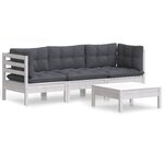 vidaXL Salon de jardin 4 Pièces avec coussins anthracite Bois de pin