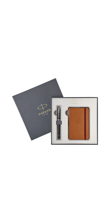 PARKER Urban Coffret, stylo plume métal ébène ciselé + bloc-notes