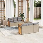 vidaXL Salon de jardin avec coussins 7 Pièces beige résine tressée