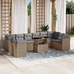 vidaXL Salon de jardin 11 Pièces avec coussins beige résine tressée