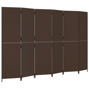 vidaXL Cloison de séparation 6 panneaux marron résine tressée
