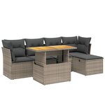vidaXL Salon de jardin 6 Pièces avec coussins gris résine tressée