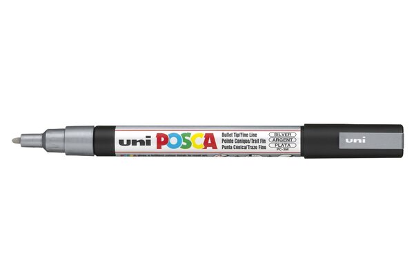 Marqueur pointe conique fine POSCA PC3M 0 9 - 1 3mm Argent x 12 POSCA