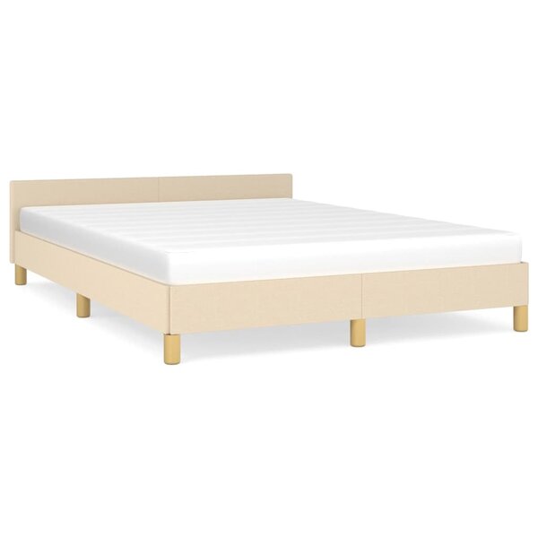 vidaXL Cadre de lit avec tête de lit Crème 140x200 cm Tissu