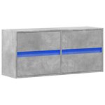 vidaXL Meuble TV mural avec lumières LED gris béton 100x31x45 cm