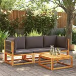 vidaXL Salon de jardin avec coussins 3 Pièces bois massif d'acacia