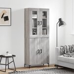 vidaXL Buffet haut Sonoma gris 69 5x34x180 cm Bois d'ingénierie