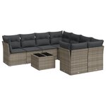 vidaXL Salon de jardin 9 Pièces avec coussins gris résine tressée