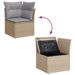Ensemble de canapé de jardin vidaXL 6 pièces avec coussins Beige Poly Rattan Acacia