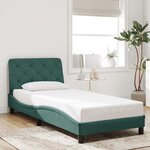 vidaXL Cadre de lit avec lumières LED vert foncé 90x190 cm velours