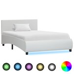 vidaXL Cadre de lit avec LED Blanc Similicuir 100 x 200 cm