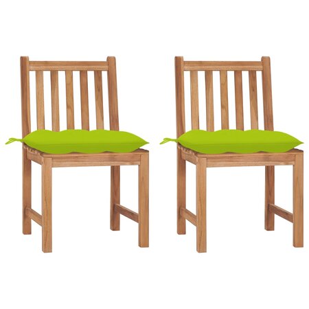 vidaXL Chaises de jardin lot de 2 avec coussins Bois de teck massif