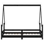 vidaXL Cadre de lit pour enfant noir 80x160 cm bois de pin massif
