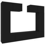 vidaXL Ensemble de meubles TV 6 Pièces Noir Bois d'ingénierie