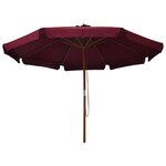 vidaXL Parasol avec mât en bois 330 cm Bordeaux