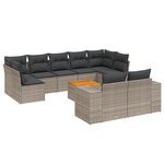 vidaXL Salon de jardin avec coussins 10 Pièces gris résine tressée