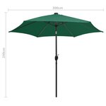 vidaXL Parasol avec LED et mât en aluminium 300 cm Vert