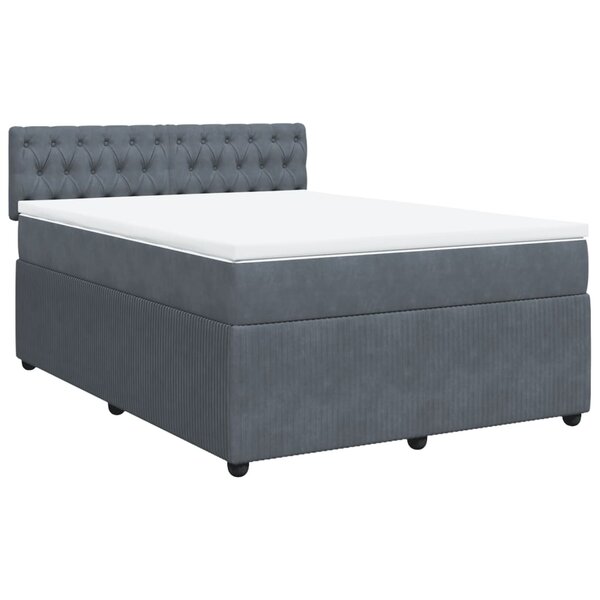 vidaXL Sommier à lattes de lit et matelas Gris foncé 160x200cm Velours