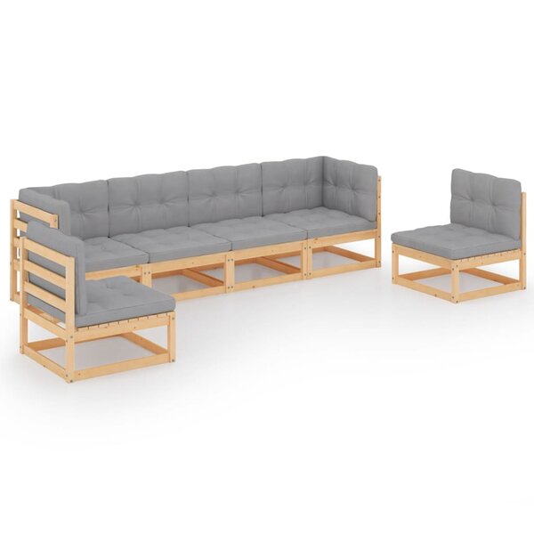 vidaXL Salon de jardin 6 Pièces avec coussins Bois de pin massif
