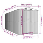 vidaXL Abri de jardin Gris clair 192x523x223 cm Acier galvanisé