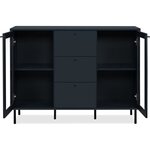 Buffet salle à manger CARACAS - bleu navy - 2 portes vitrées + 3 tiroirs - 120 x 90 x 40 cm