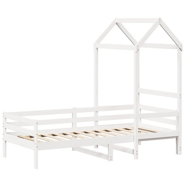 vidaXL Lit de jour avec toit blanc 90x200 cm bois de pin massif