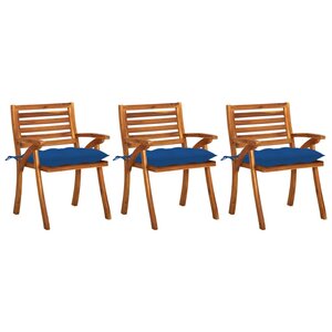 vidaXL Chaises à dîner de jardin avec coussins 3 Pièces Acacia massif