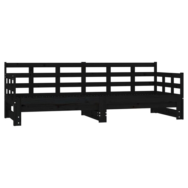 vidaXL Lit coulissant Noir Bois de pin massif 2x(90x200) cm