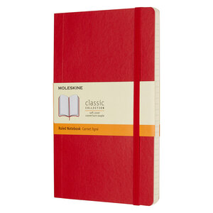 Carnet piqué moleskine souple rouge 13 x 21 cm - ivoire ligné - 192 pages