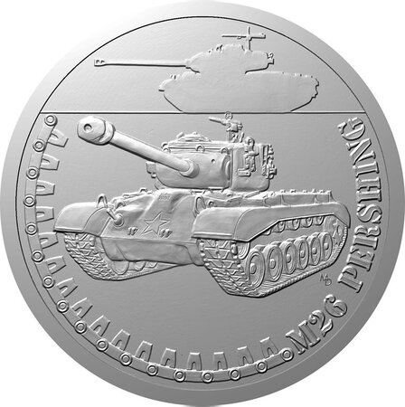 Pièce de monnaie en Argent 1 Dollar g 31.1 (1 oz) Millésime 2024 Armored Vehicles M26 PERSHING