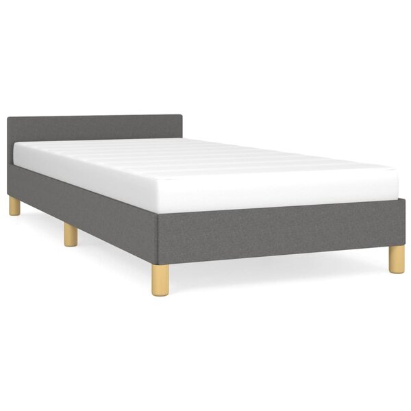 vidaXL Cadre de lit avec tête de lit Gris foncé 90x190 cm Tissu