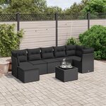 vidaXL Salon de jardin 8 Pièces avec coussins noir résine tressée
