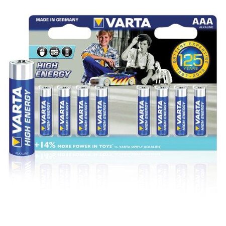 Blister de 8 Piles High Energy 4903 AAA Micro LR03 VARTA