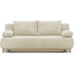 Banquette convertible 3 places MIKA - Velours côtelé Beige - Coffre de rangement - 192 x 84 x 93 cm