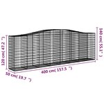 vidaXL Paniers à gabions arqués 8 Pièces 400x50x120/140 cm Fer galvanisé