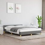 vidaXL Cadre de lit avec tête de lit Gris foncé 140x190 cm Tissu