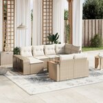 vidaXL Salon de jardin 11 Pièces avec coussins beige résine tressée