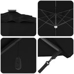 vidaXL Parasol Déporté Roma avec LEDs Noir 286x285x270 cm Aluminium