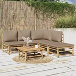 vidaXL Salon de jardin 6 Pièces avec coussins taupe bambou