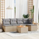 vidaXL Salon de jardin avec coussins 6 Pièces beige résine tressée