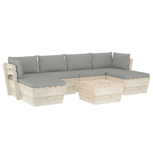 vidaXL Salon de jardin palette 7 Pièces avec coussins bois d'épicéa