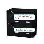 Bloc collectif Leabox  2x2  grade 3  simple face  extérieur  mural  noir 9005 finition brillante