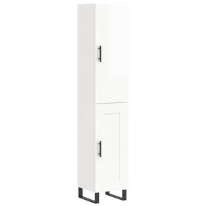 vidaXL Buffet haut Blanc brillant 34 5x34x180 cm Bois d'ingénierie
