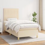 vidaXL Sommier à lattes de lit avec matelas Crème 90x200 cm Tissu